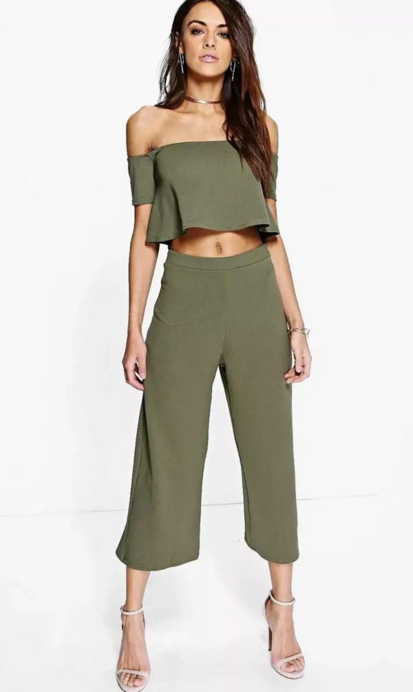 Green top with trousers