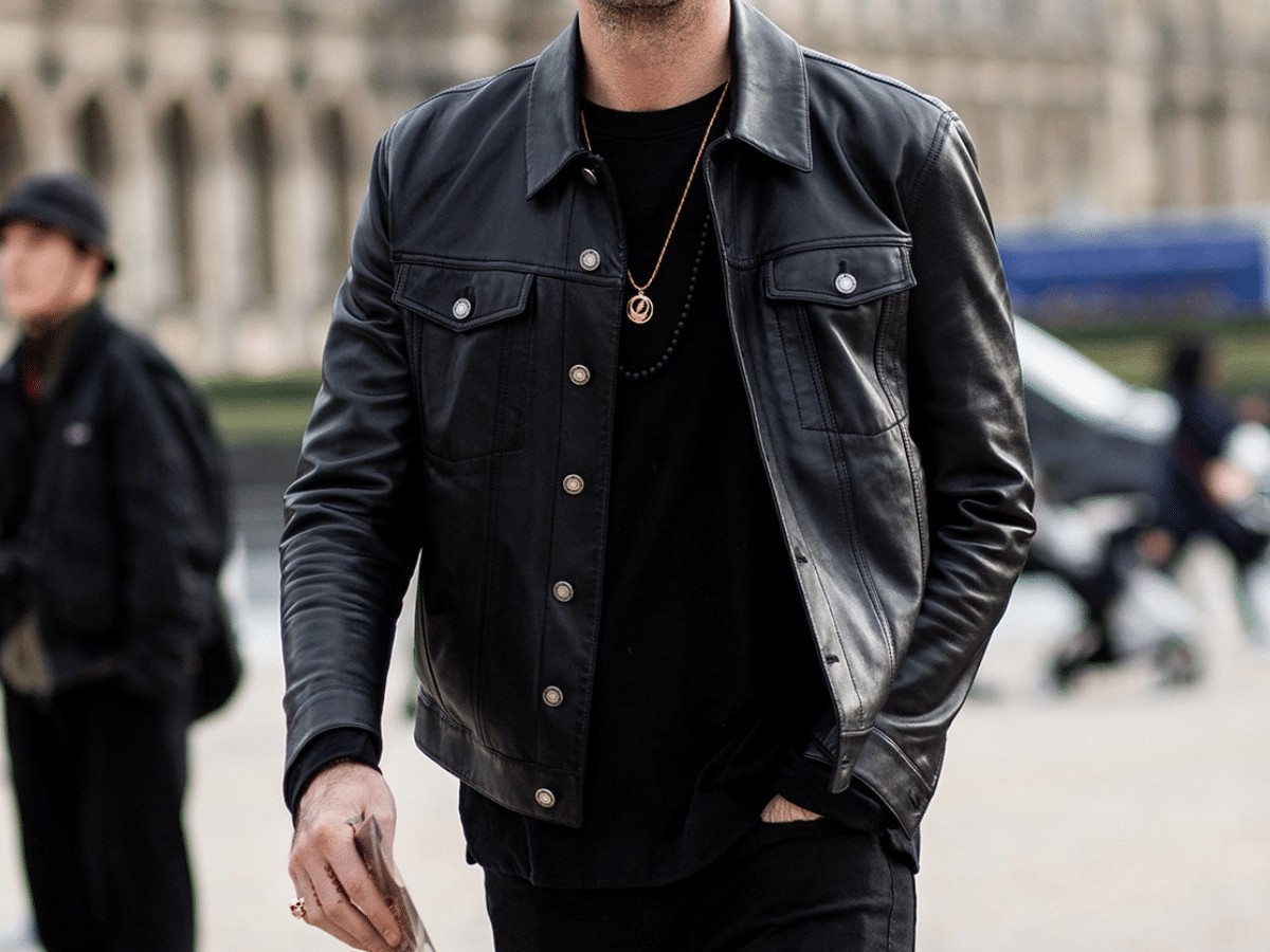 Guy in a black leather jacket